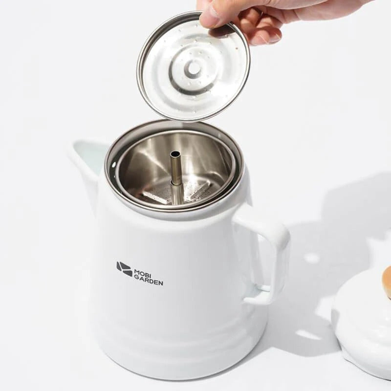 Mobi Garden Huan Yan Enamel 1.5L Coffee Pot - White-Goritta Works Sdn. Bhd. 202501017603 (1619017-X)