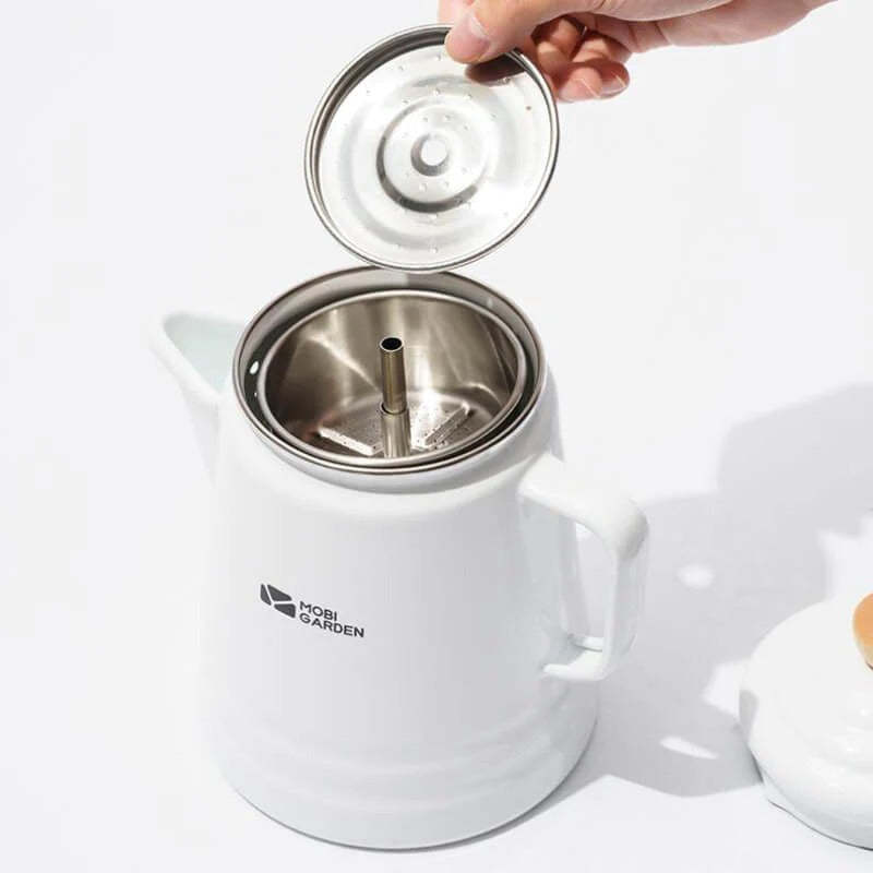 Mobi Garden Huan Yan Enamel 1.5L Coffee Pot - White-Goritta Works Sdn. Bhd. 202501017603 (1619017-X)