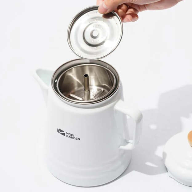 Mobi Garden Huan Yan Enamel 1.5L Coffee Pot - White-Goritta Works Sdn. Bhd. 202501017603 (1619017-X)