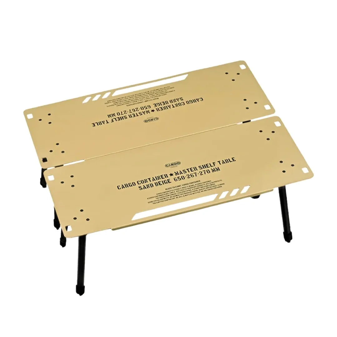 Cargo Container Master Shelf Camping Table 2 Pieces - Beige