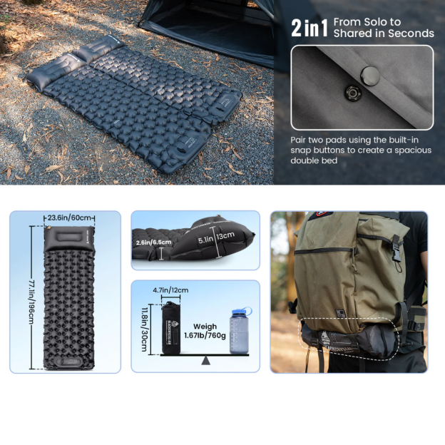 OneTigris BlackCrystal Sleeping Pad - Black