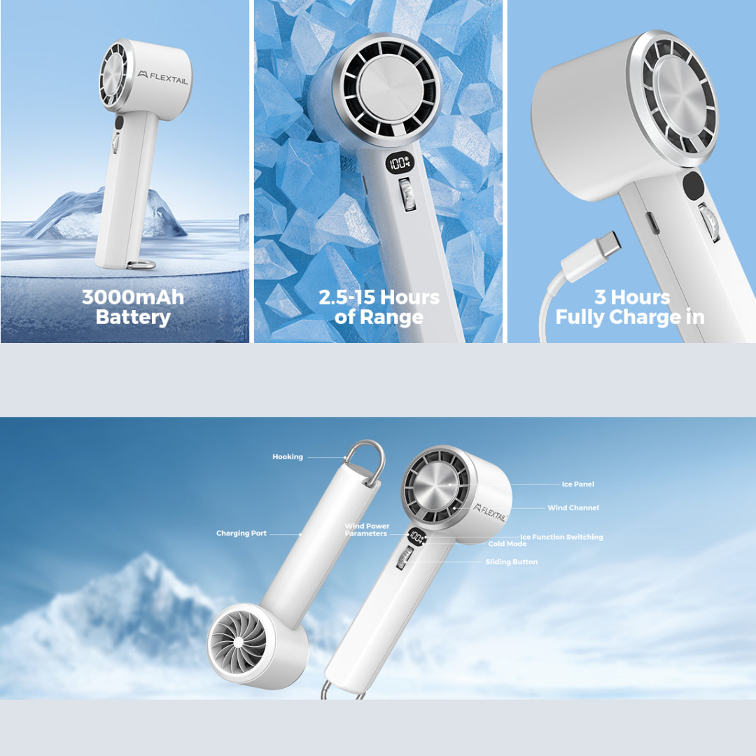 Flextail Max Handheld Fan Pro Semiconductor Cooling Technology - White