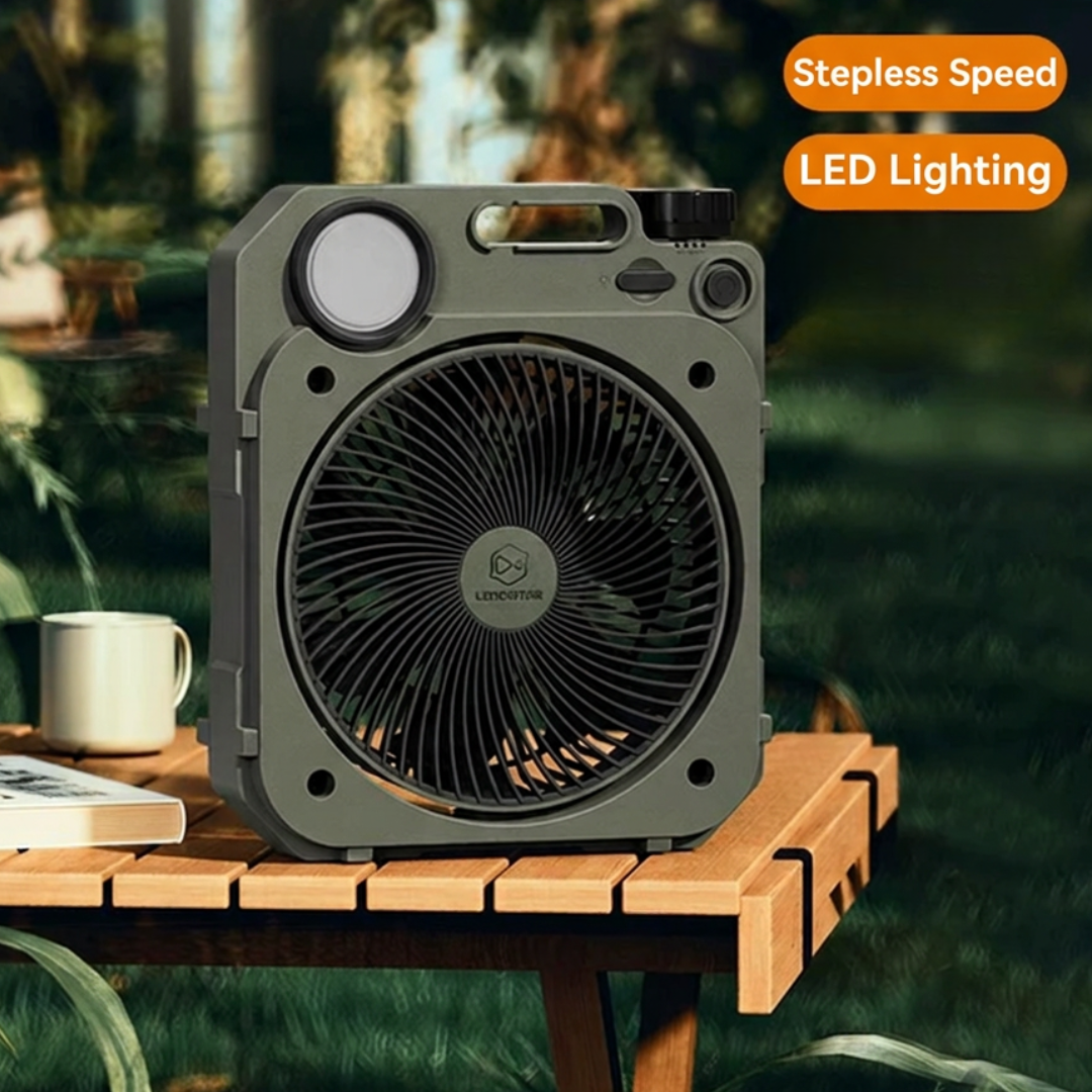 LEMOISTAR 8inch Camping Fan with LED Lighting FT11 - Army Green