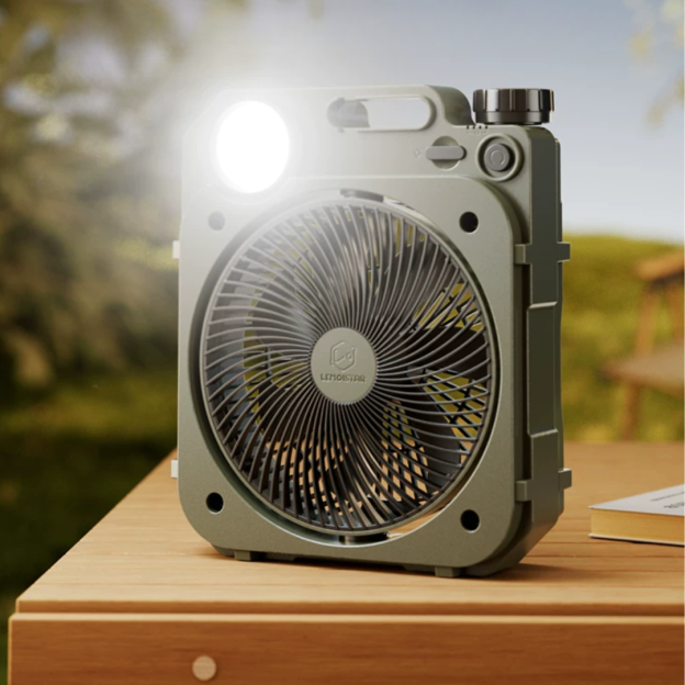 LEMOISTAR 8inch Camping Fan with LED Lighting FT11 - Army Green
