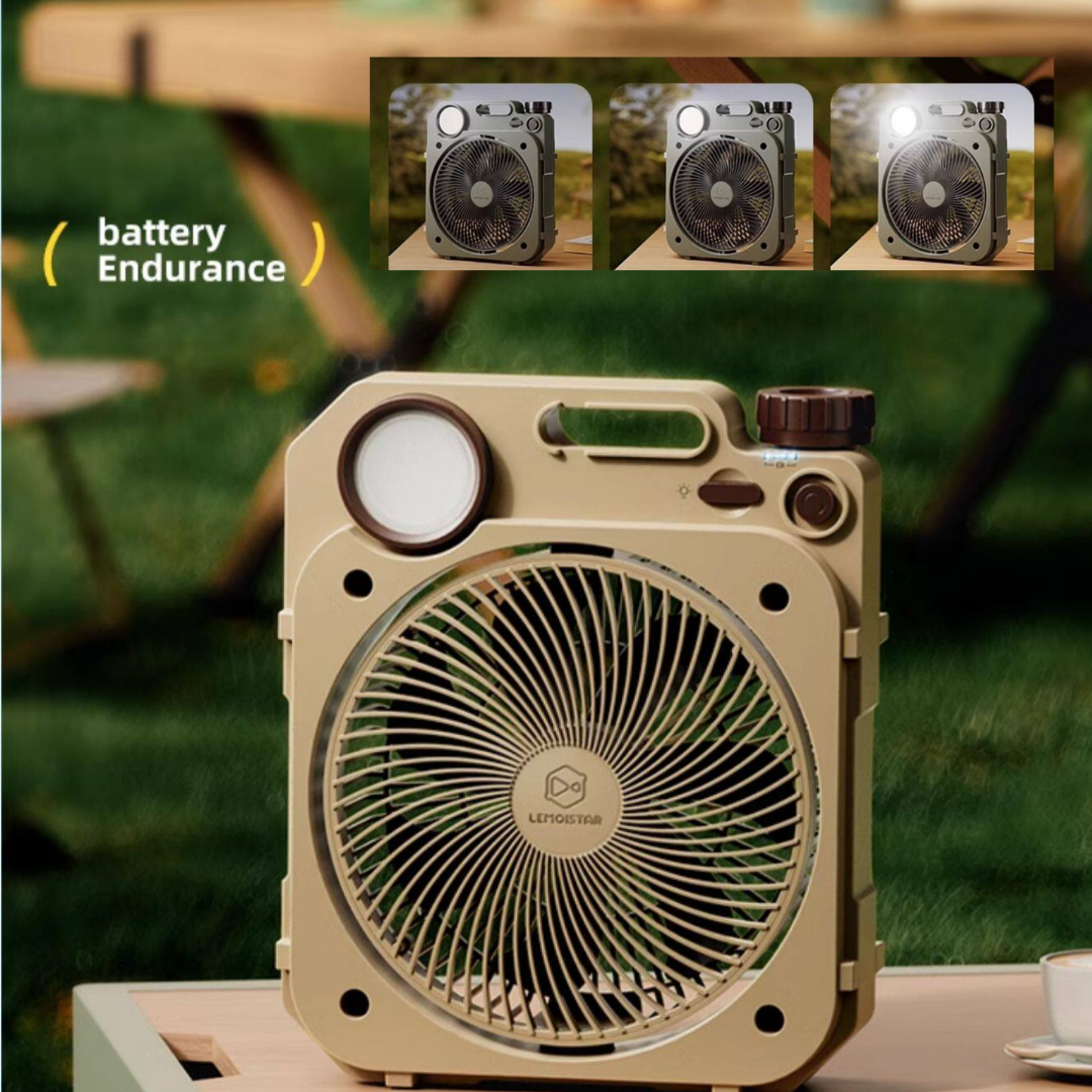 LEMOISTAR 8inch Camping Fan with LED Lighting FT11 - Army Green