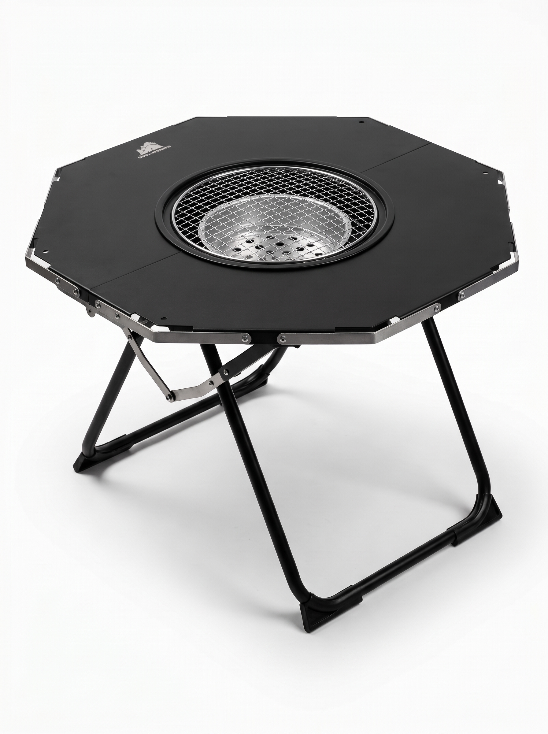 Goritta Works Octagon Fire-Pit BBQ Table - Black