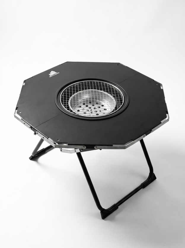 Goritta Works Octagon Fire-Pit BBQ Table - Black