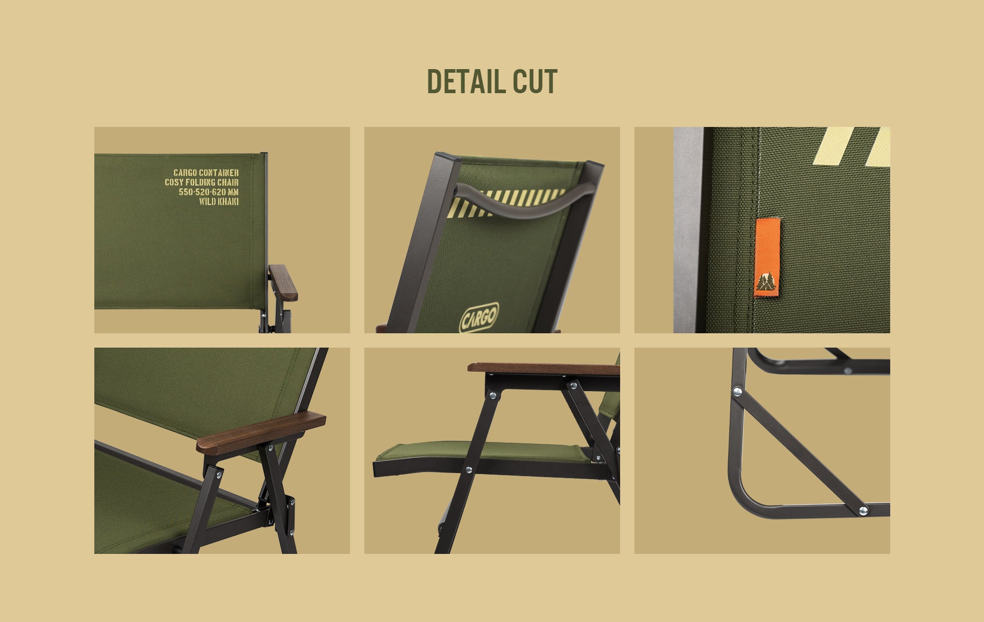 Cargo Container Cosy Folding Chair - Khaki