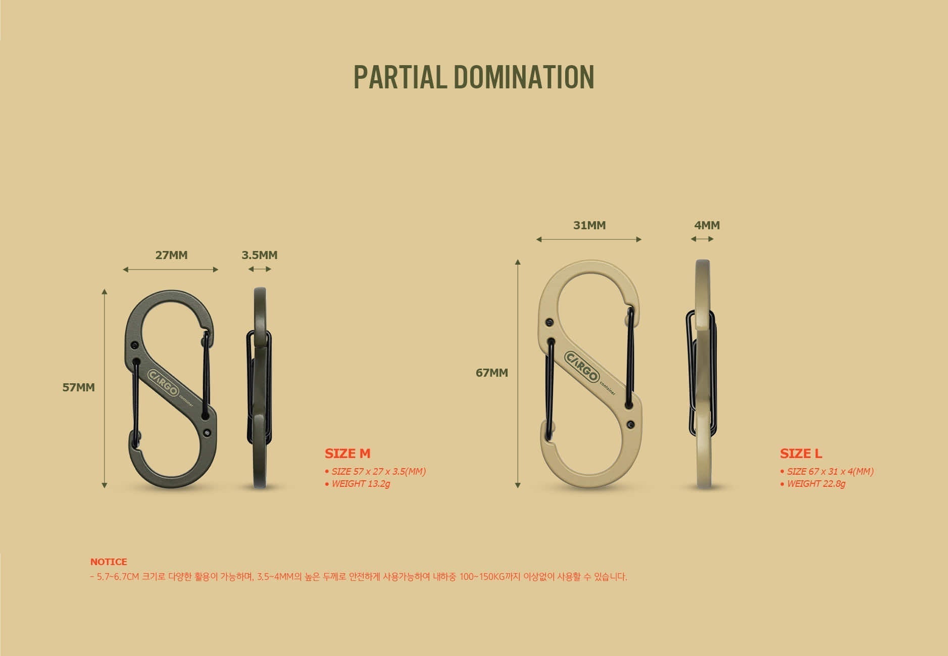 Cargo Container Hard Karabiner L - Black