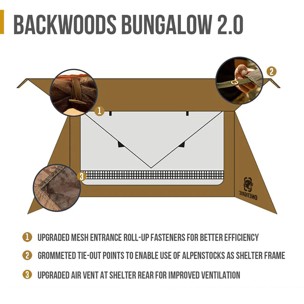 OneTigris Backwoods Bungalow Ultralight Bushcraft 1-2 person Shelter - Coyote Brown-Goritta Works Sdn. Bhd. 202501017603 (1619017-X)