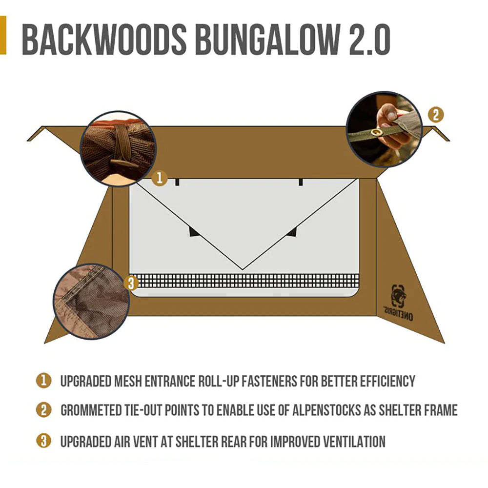 OneTigris Backwoods Bungalow Ultralight Bushcraft 1-2 person Shelter - Coyote Brown-Goritta Works Sdn. Bhd. 202501017603 (1619017-X)