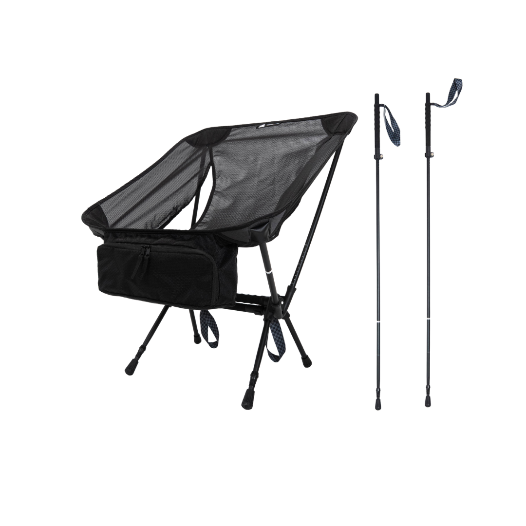 Goritta Works 2-in-1 Lightweight Chair with Trekking Poles - Black