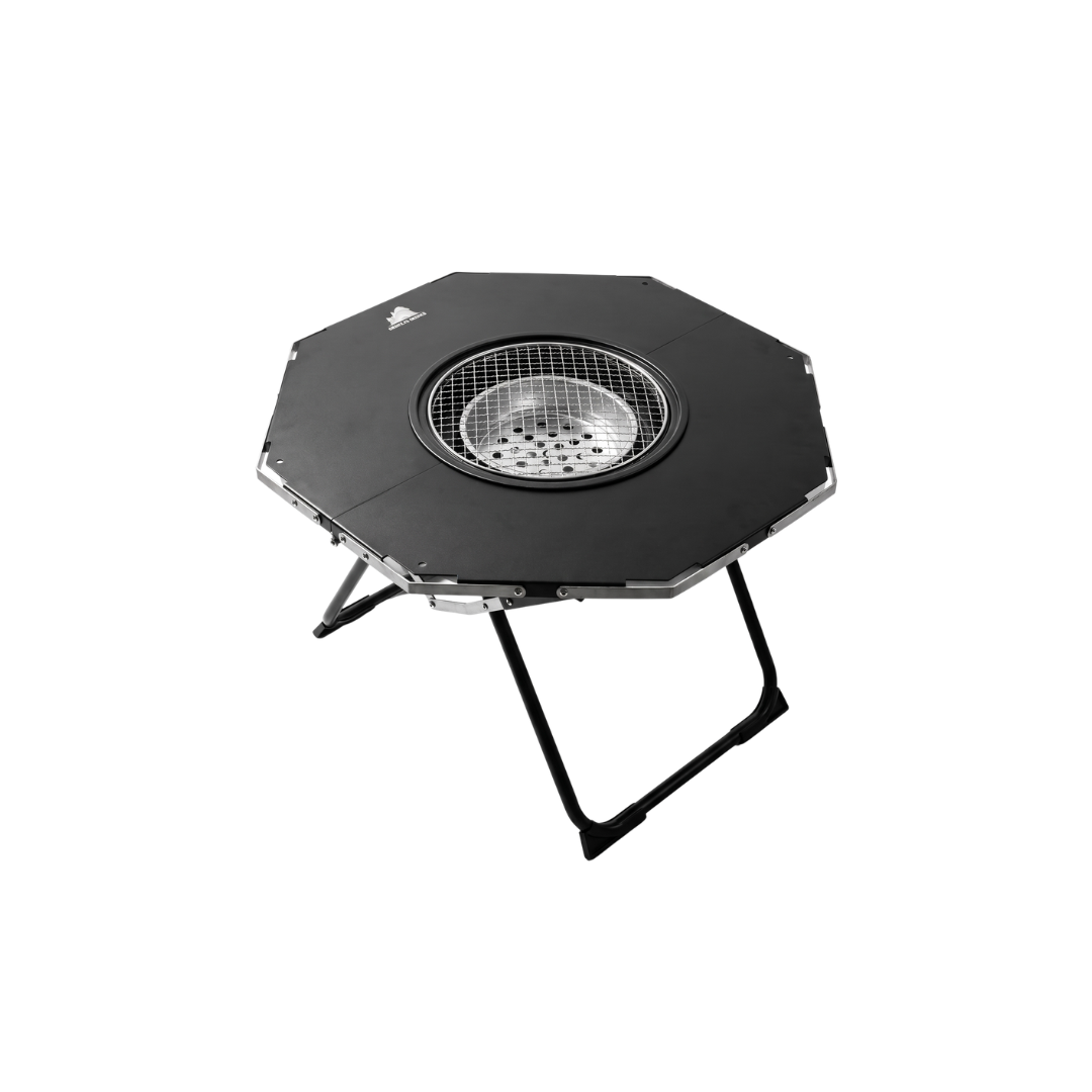 Goritta Works Octagon Fire-Pit BBQ Table - Black