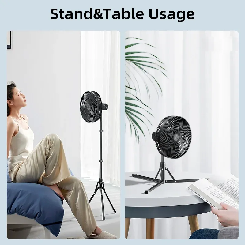 LEMOISTAR 12inch Camping Stand Fan with tripod 16000mAh - Black