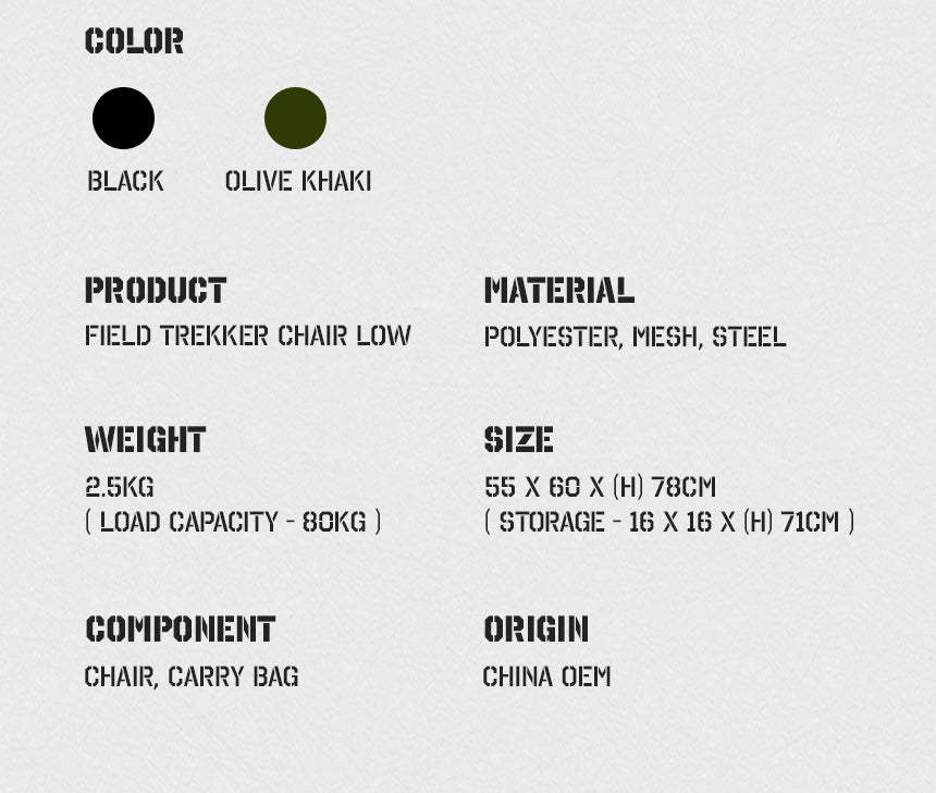 KZM Field Trekker Chair Low - Black-Goritta Works Sdn. Bhd. 202501017603 (1619017-X)