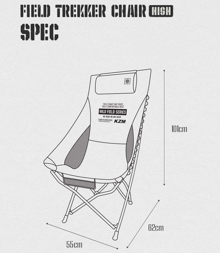 KZM Field Trekker Chair High - Black-Goritta Works Sdn. Bhd. 202501017603 (1619017-X)