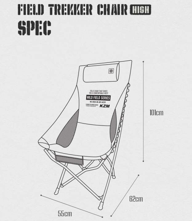 KZM Field Trekker Chair High - Black-Goritta Works Sdn. Bhd. 202501017603 (1619017-X)