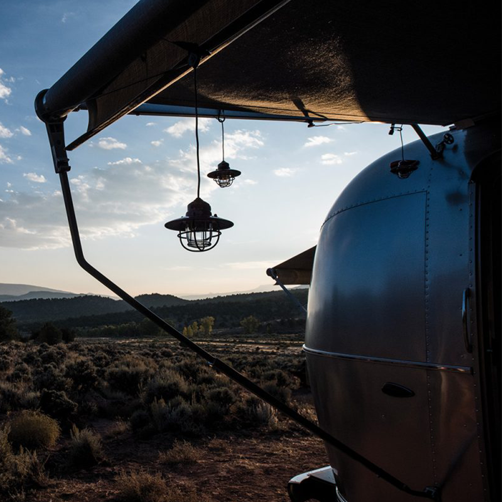 Caravan Camping with Barebones Edison String Lights