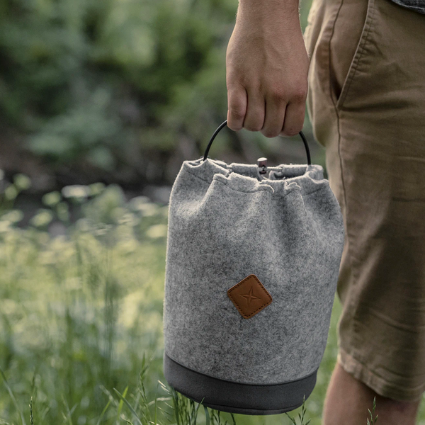 Barebones Felt Lantern Storage Bag in the Outdoors
