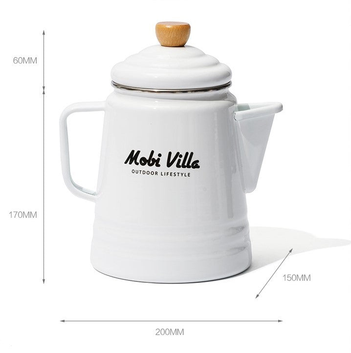 Mobi Garden Huan Yan Enamel 1.5L Coffee Pot - White-Goritta Works Sdn. Bhd. 202501017603 (1619017-X)