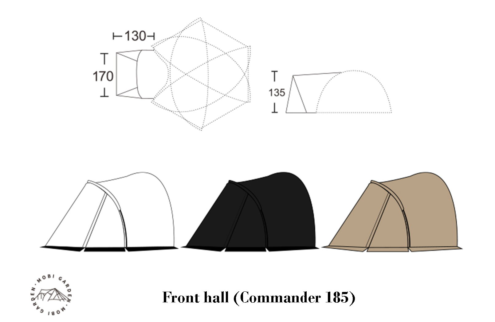 Mobi Garden Commander 185 3- 4 person - Black