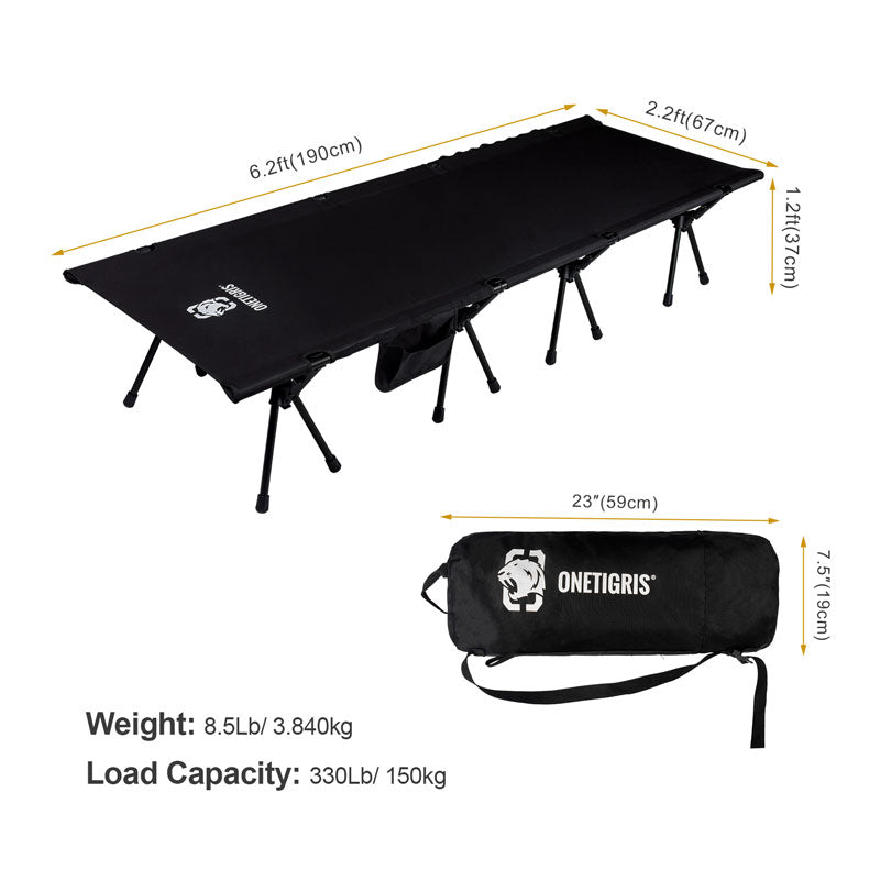 OneTigris Outdoor Foldable Camp Bed - Black-Goritta Works Sdn. Bhd. 202501017603 (1619017-X)