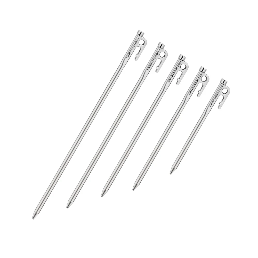 Campingmoon 6 Pieces Tent Pegs Silver - 35CM