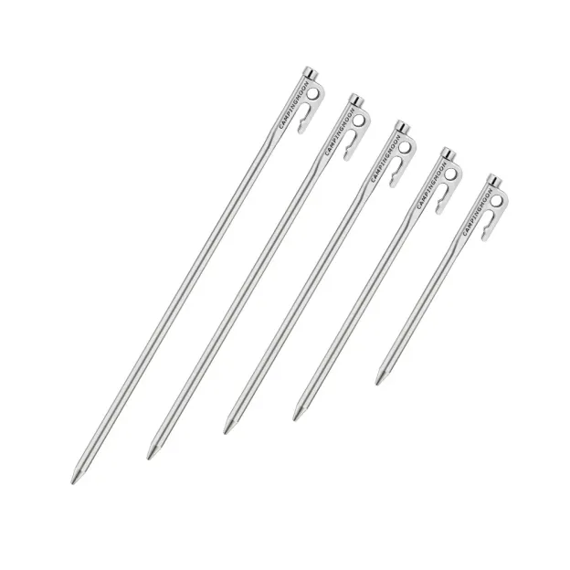 Campingmoon 6 Pieces Tent Pegs Silver - 35CM