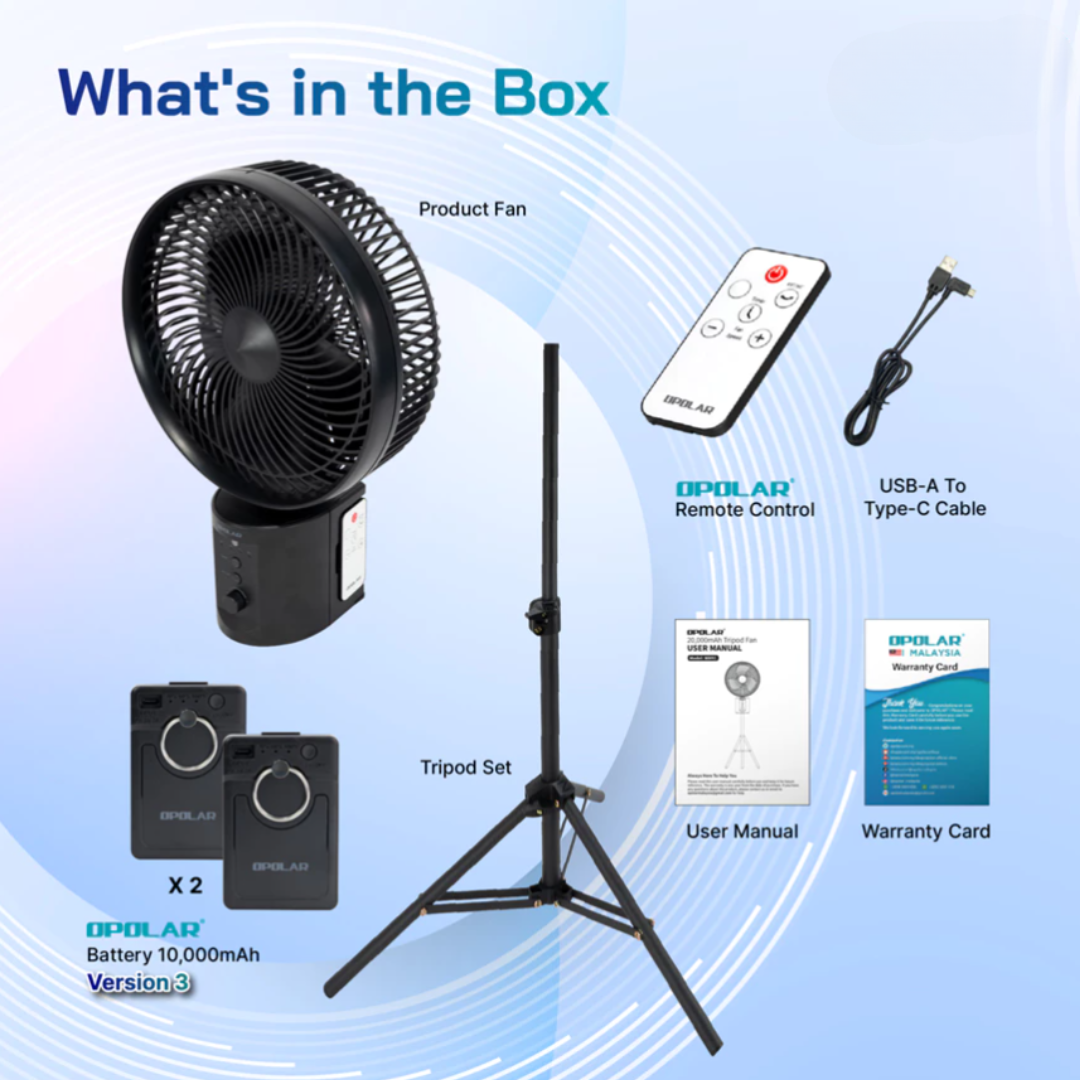 OPOLAR Floor Pedestal Fan with Remote, Oscillating & Timer | 20000mAh 10 inches