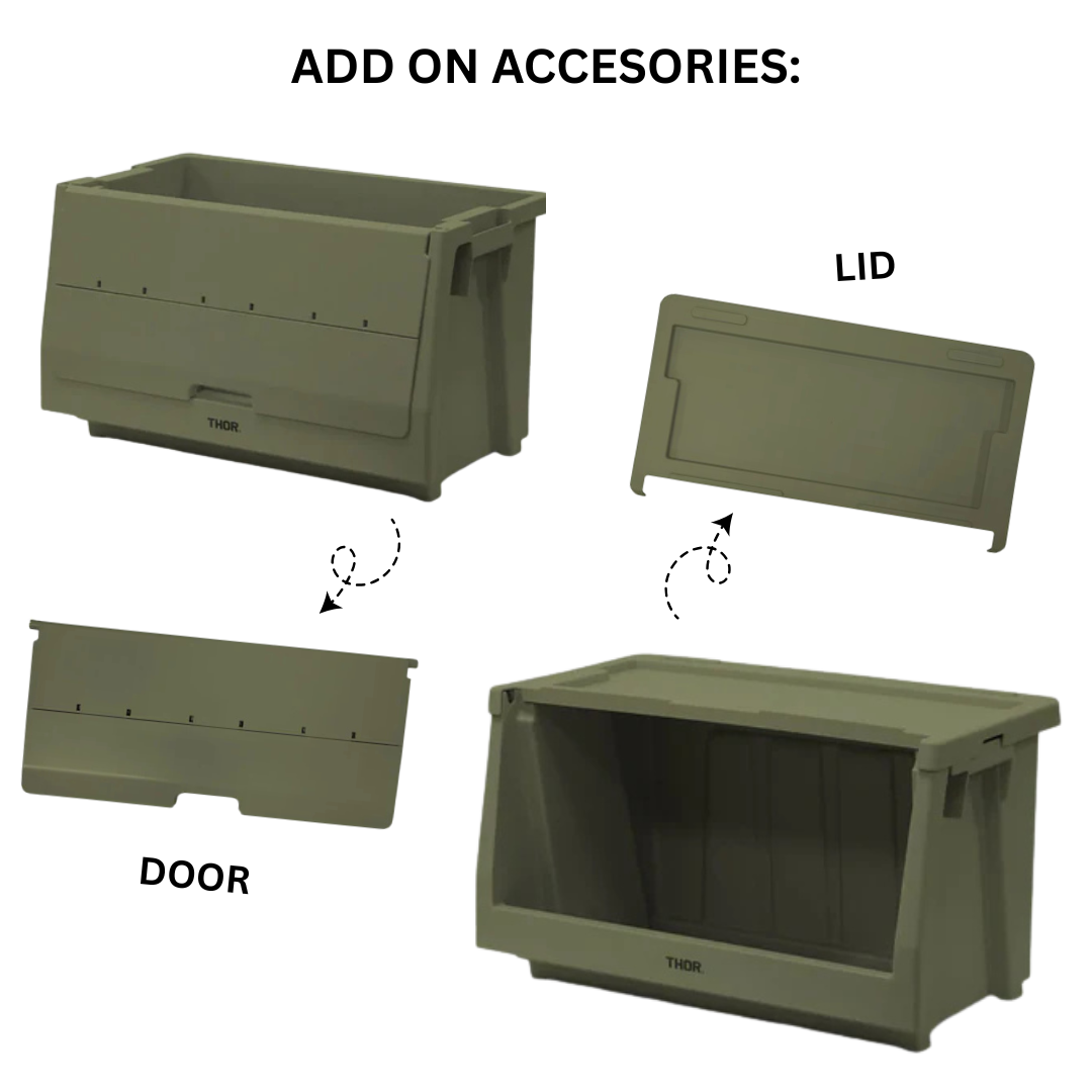 THOR Stacking Shelf Container 50L - Olive Grab