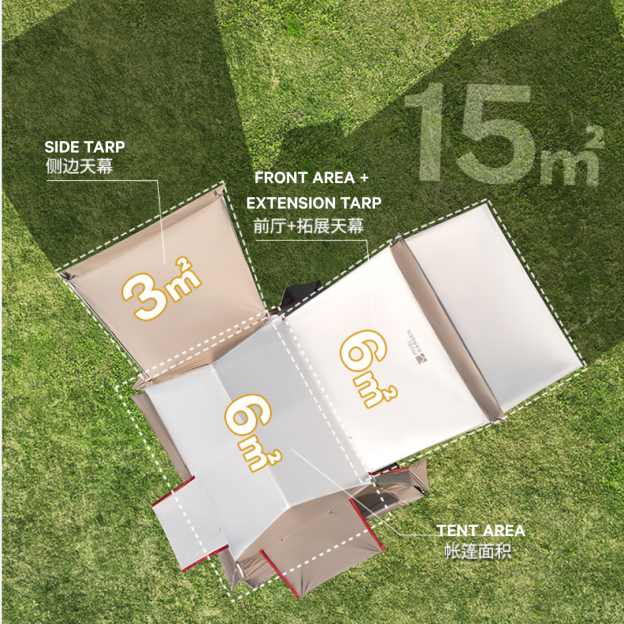 Mobi Garden Holiday Mountain Residence 5.9 Automatic 3-4 person Tent - Black Coated