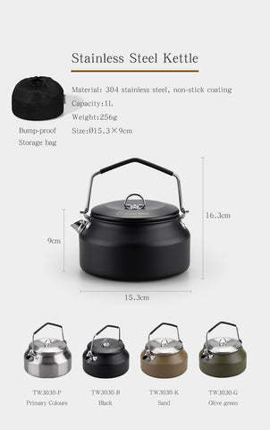 Thous Winds 1L Stainless Steel Kettle - Olive Green-Goritta Works Sdn. Bhd. 202501017603 (1619017-X)