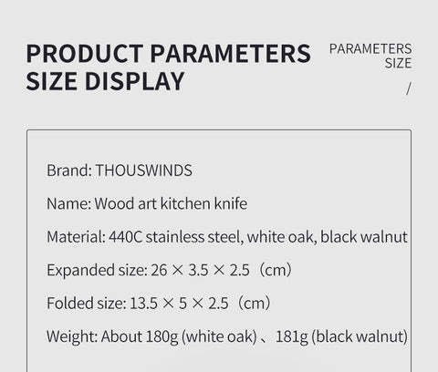 Thous Winds Woodcraft Kitchen Knife - Black Walnut-Goritta Works Sdn. Bhd. 202501017603 (1619017-X)