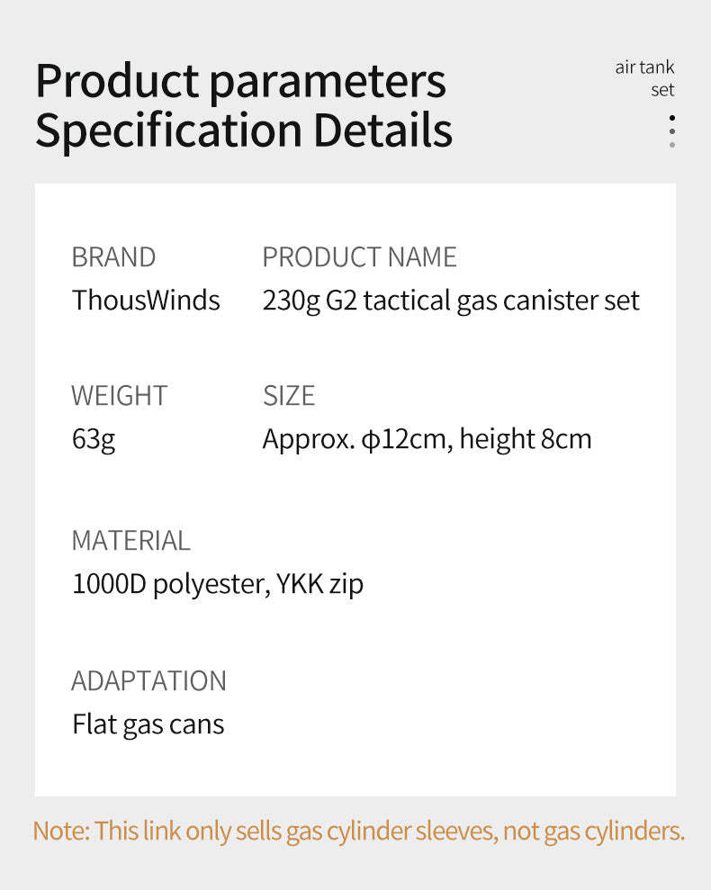 Thous Winds 230g G2 Tactical Gas Canister Set - Black-Goritta Works Sdn. Bhd. 202501017603 (1619017-X)