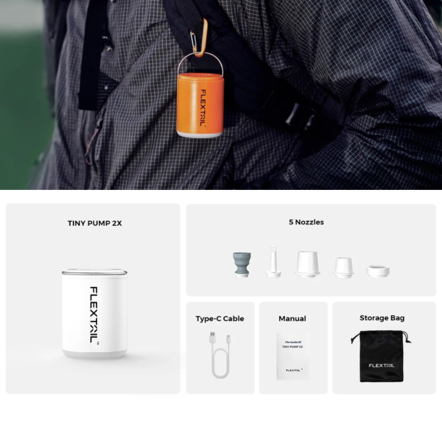 Flextail Tiny Pump 2X Ultimate 3-in-1 Outdoor Pump with lamp - White-Goritta Works Sdn. Bhd. 202501017603 (1619017-X)