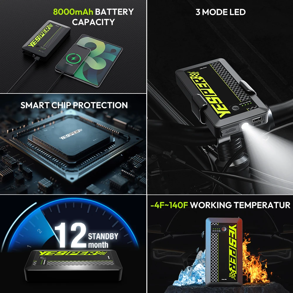 YESPER Armor Mini Multi-function Jump Starter 12V - 8000mAh
