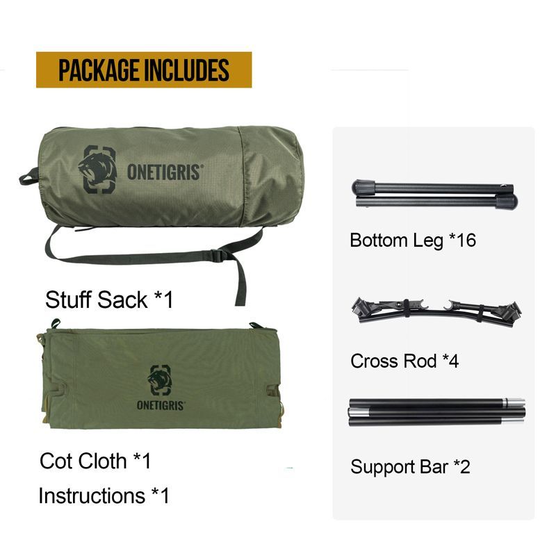 OneTigris Outdoor Foldable Camp Bed - Ranger Green-Goritta Works Sdn. Bhd. 202501017603 (1619017-X)