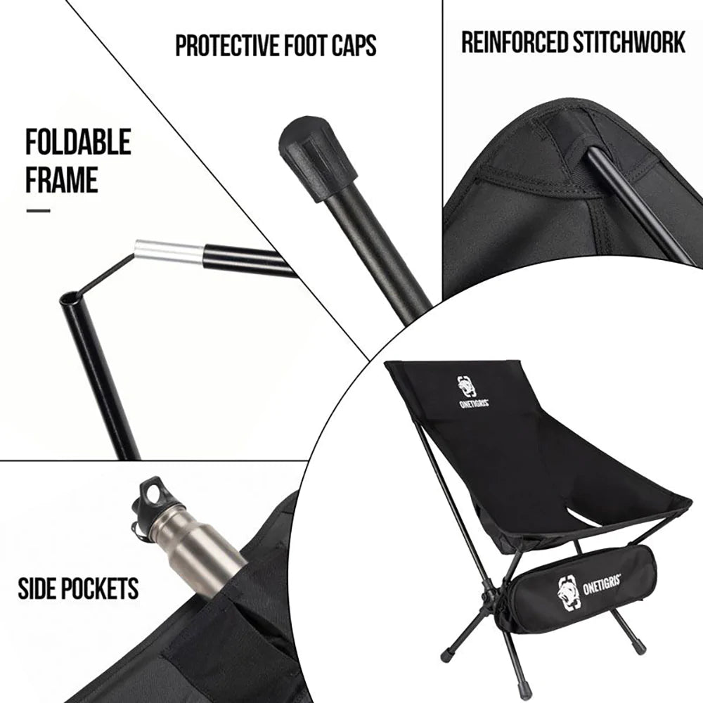 OneTigris Portable Camping Chair Large - Black-Goritta Works Sdn. Bhd. 202501017603 (1619017-X)