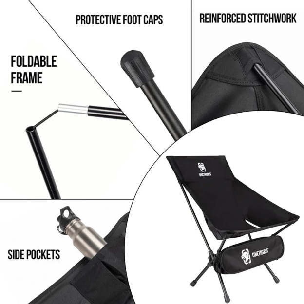 OneTigris Portable Camping Chair Large - Black-Goritta Works Sdn. Bhd. 202501017603 (1619017-X)