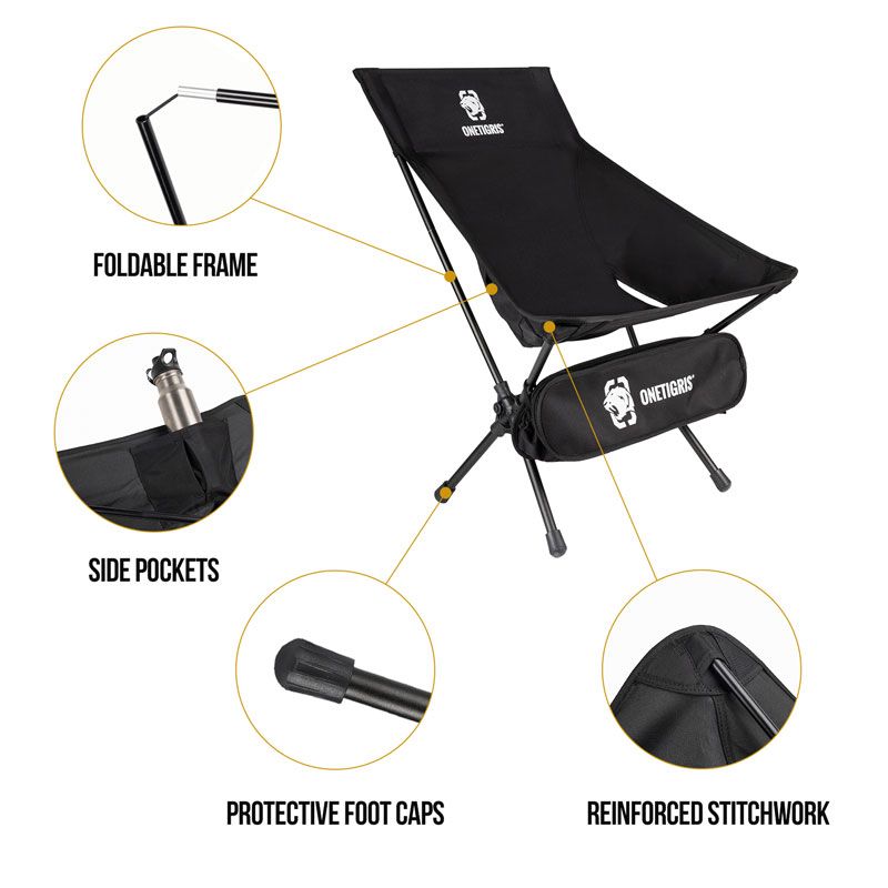 OneTigris Portable Camping Chair Large - Black-Goritta Works Sdn. Bhd. 202501017603 (1619017-X)