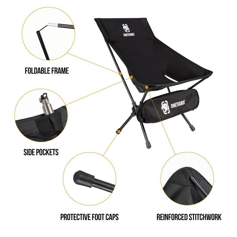 OneTigris Portable Camping Chair Large - Black-Goritta Works Sdn. Bhd. 202501017603 (1619017-X)