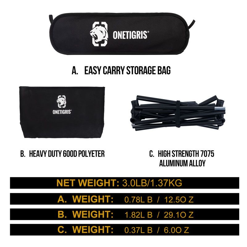 OneTigris Portable Camping Chair Large - Black-Goritta Works Sdn. Bhd. 202501017603 (1619017-X)