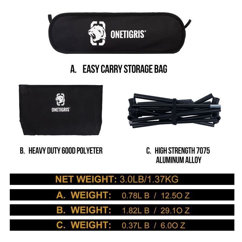 OneTigris Portable Camping Chair Large - Black-Goritta Works Sdn. Bhd. 202501017603 (1619017-X)