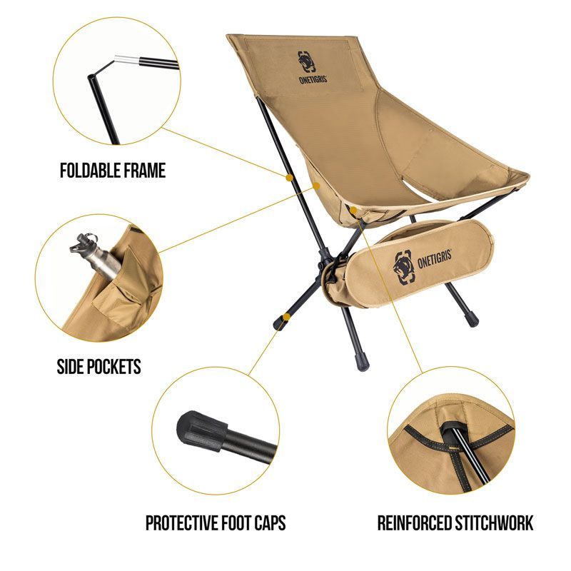 OneTigris Portable Camping Chair Large - Coyote Brown-Goritta Works Sdn. Bhd. 202501017603 (1619017-X)