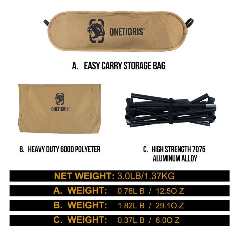 OneTigris Portable Camping Chair Large - Coyote Brown-Goritta Works Sdn. Bhd. 202501017603 (1619017-X)