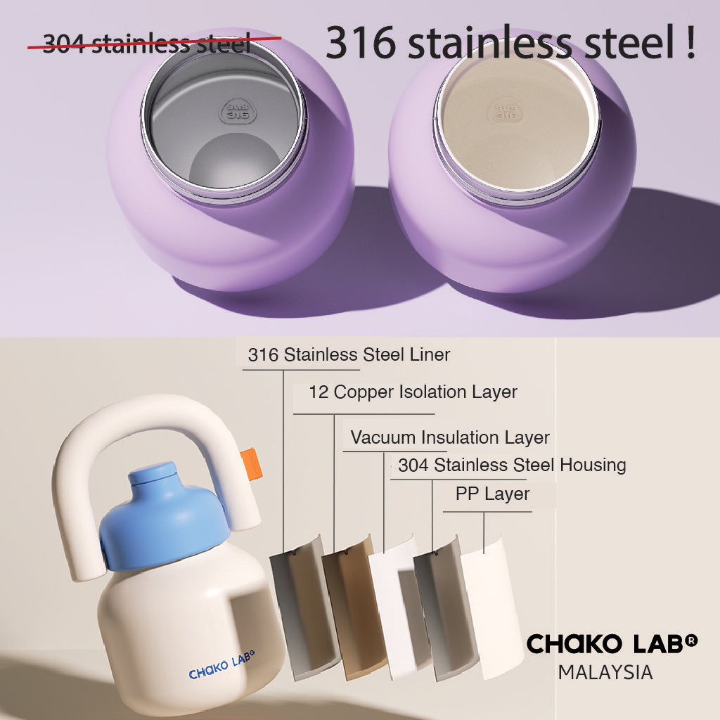 CHAKO LAB Lin Lin Bottle Thermos - Yellow / Blue