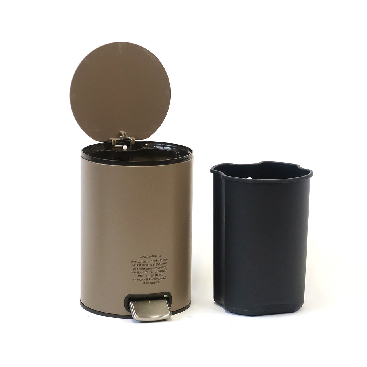 Post General Pedal Rubbish Bin 5L - Dull Beige-Goritta Works Sdn. Bhd. 202501017603 (1619017-X)