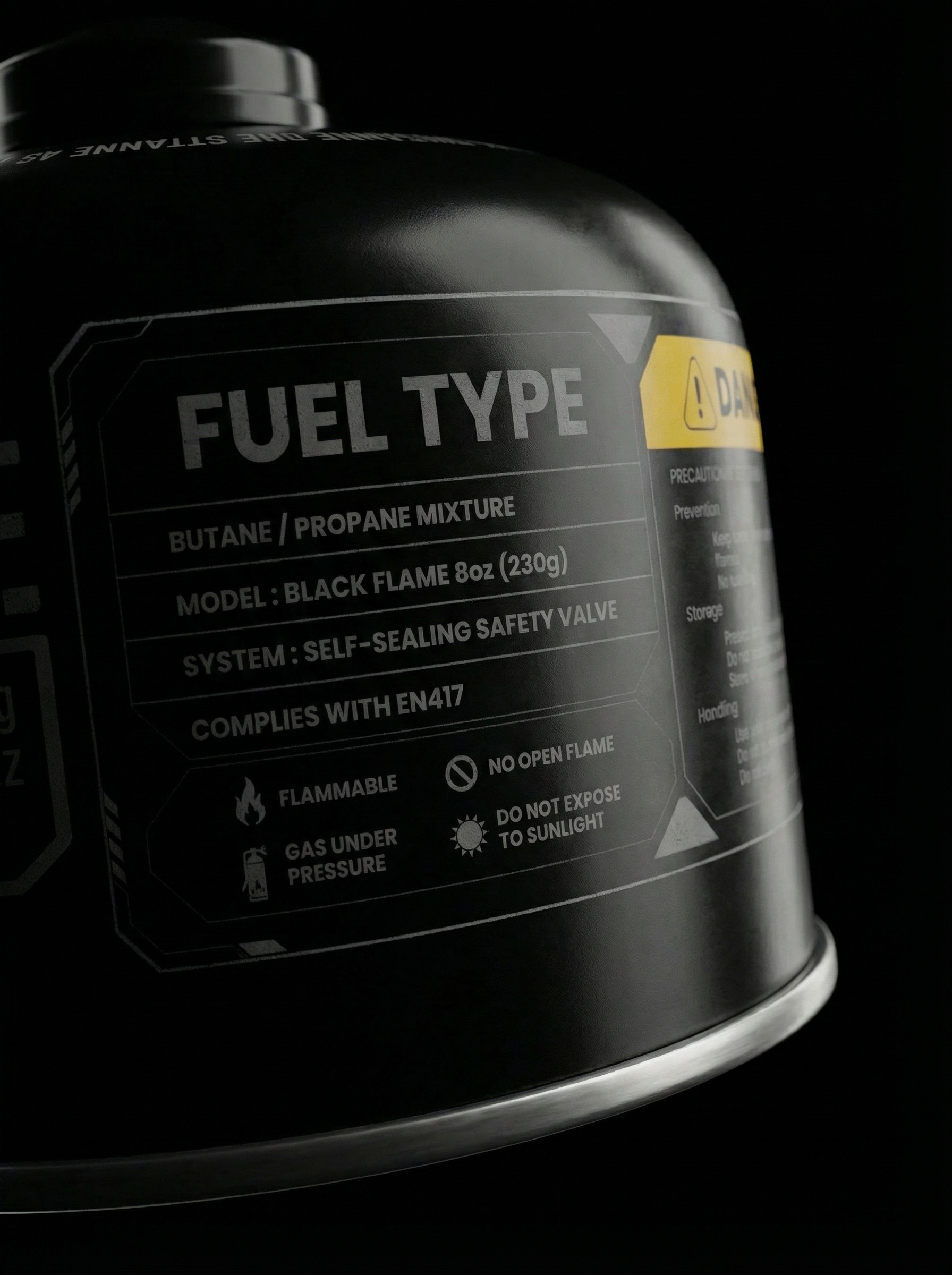 Black Flame Butane Gas Cartridge 230g | screw-type