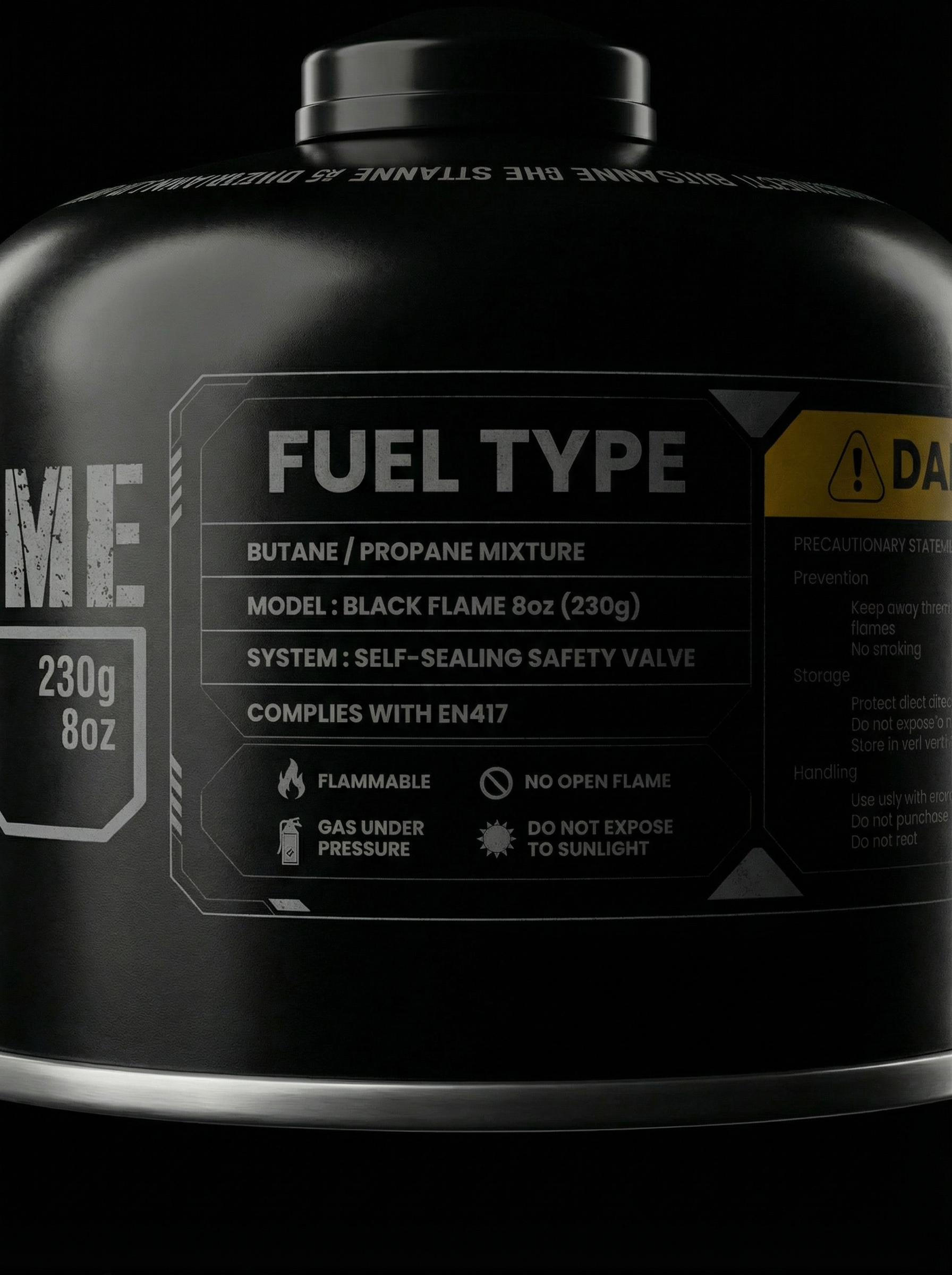 Black Flame Butane Gas Cartridge 230g | screw-type