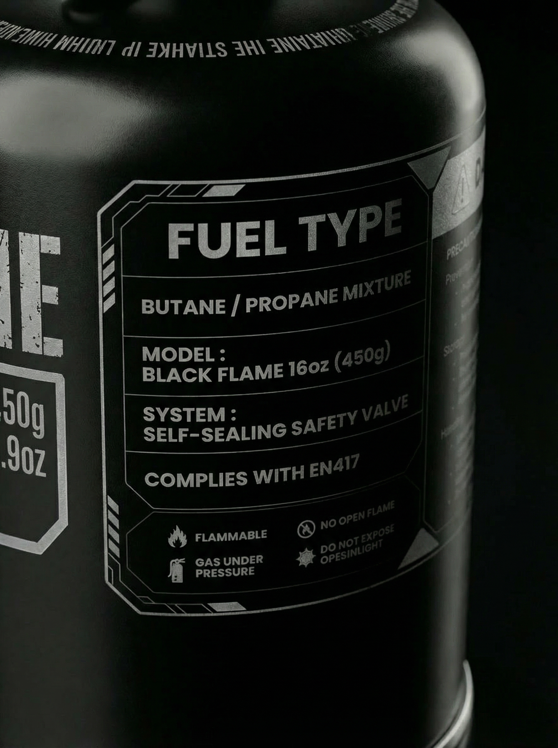 Black Flame Butane Gas Cartridge 450g | screw-type